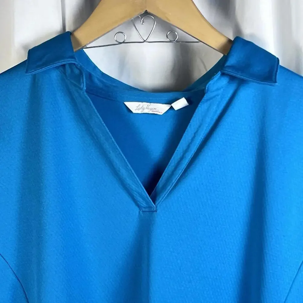 Lady Hagen Golf Women's V-Neck Collared Athletic S/s Active XL Turquoise EUC - Picture 2 of 9